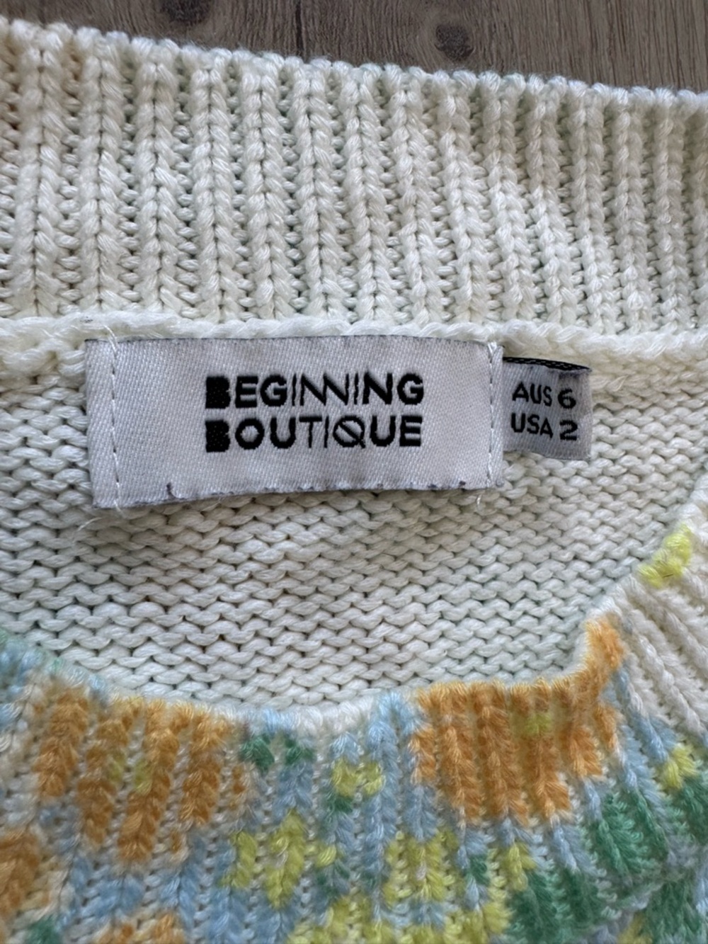 Beginning Boutique Mint Green Yellow Knit Sleeveless Sweater Wildflower US 2 - Picture 7 of 7